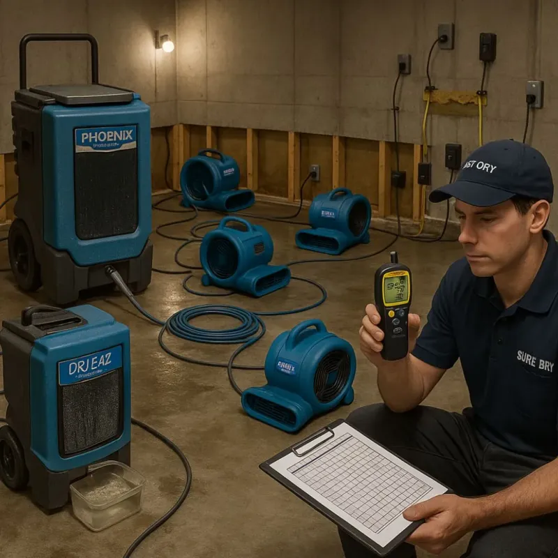 Structural Drying and Dehumidification process in Northborough, MA